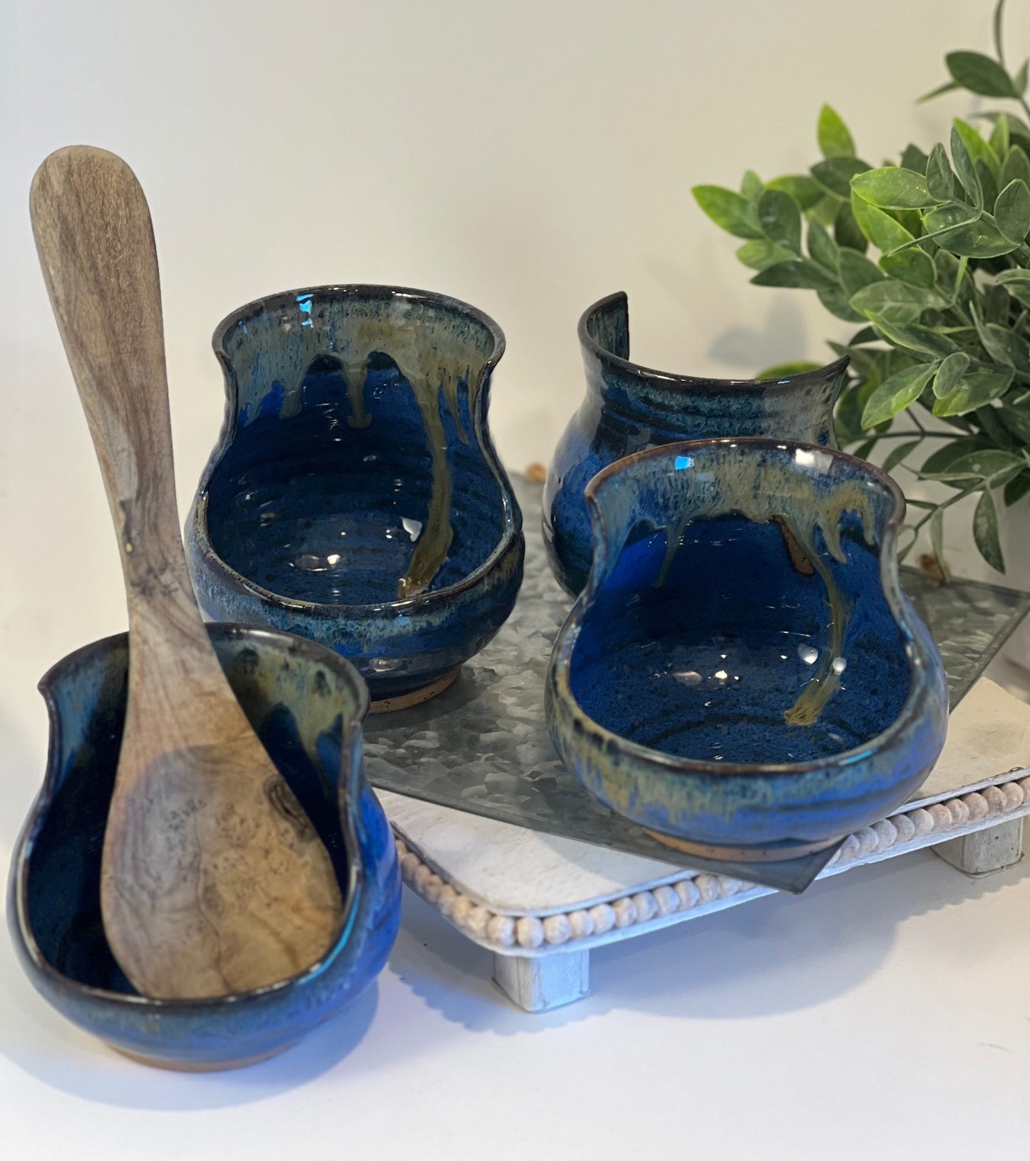 Tall Spoon Rest - Ocean Blue
