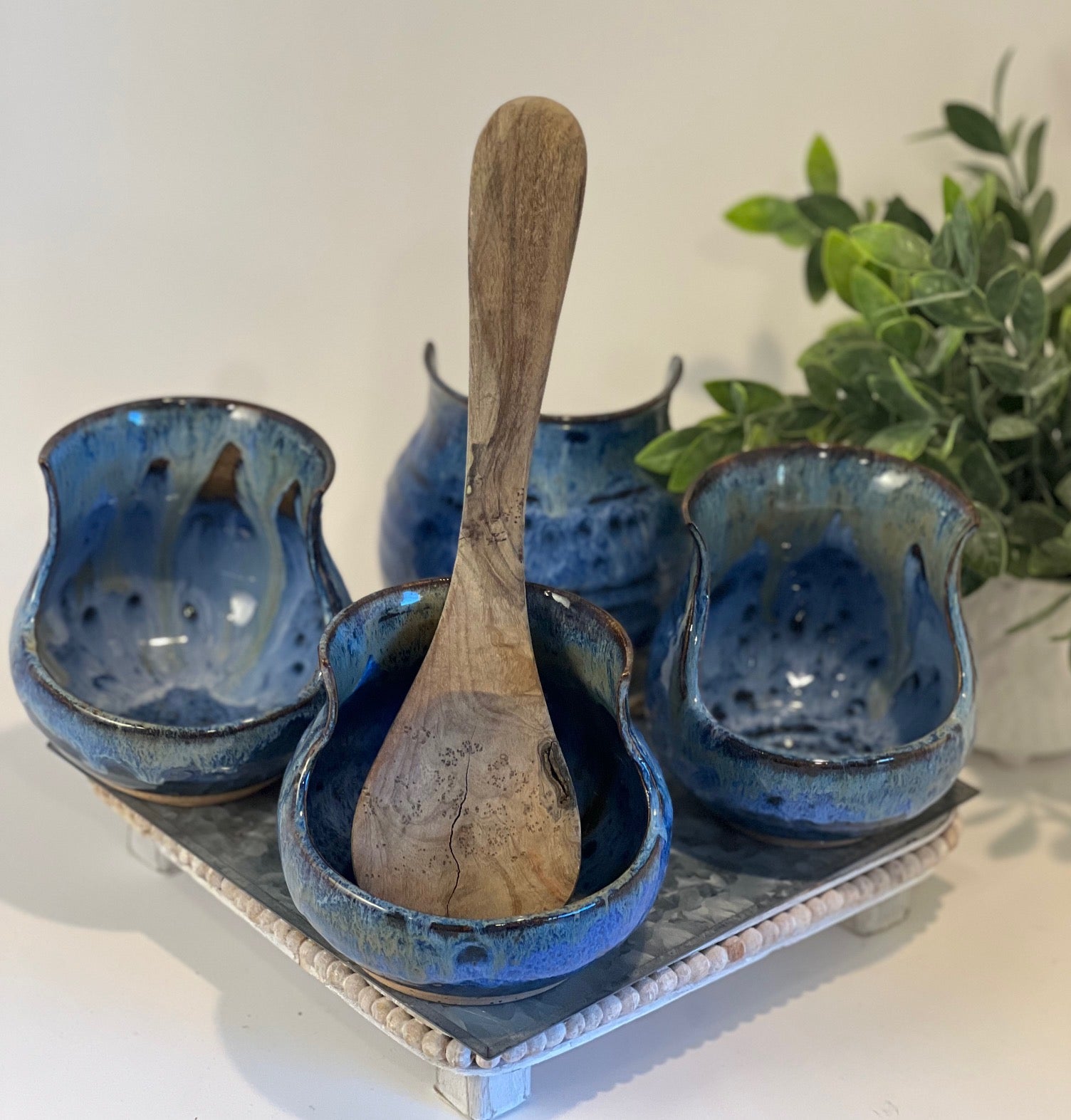 Tall Spoon Rest - Smoky Mountain Blue – Mountain Mama Pottery